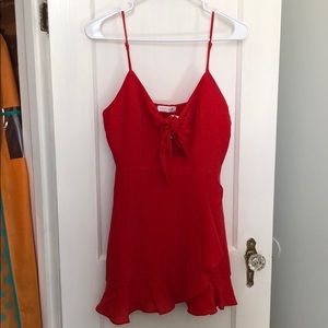 Vestique Red frill tie knot dress. Size Small. NWT